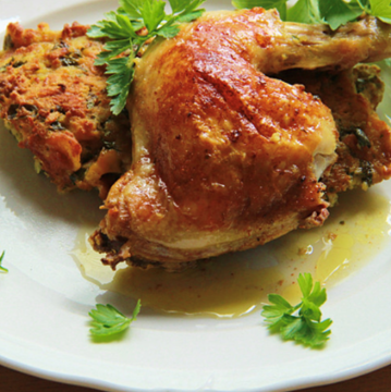 Obrázek Pečené kuřecí stehno s nádivkou